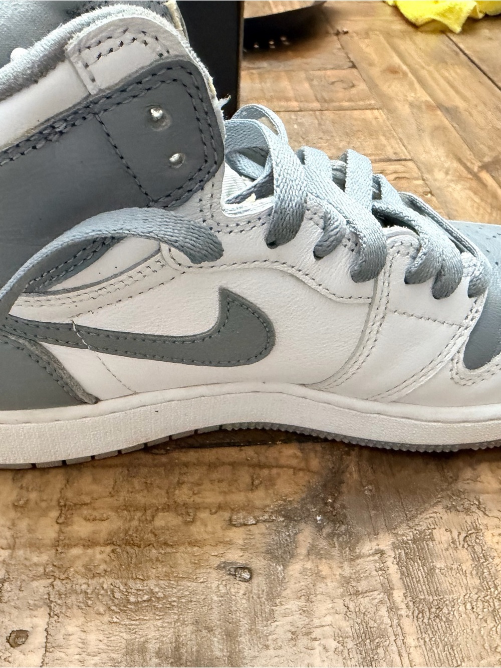 Nike Kids White and Gray High-Top Sneakers